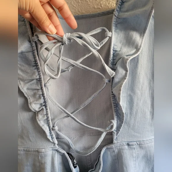 Fashion Nova Blue Ruffled Jumpsuit - Picture 4 of 10